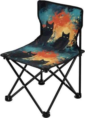 Portable Camping Folding Chairs Foldable Chair Small Black Cat 1 Lightweight Backpacking Outdoor Outside Fishing