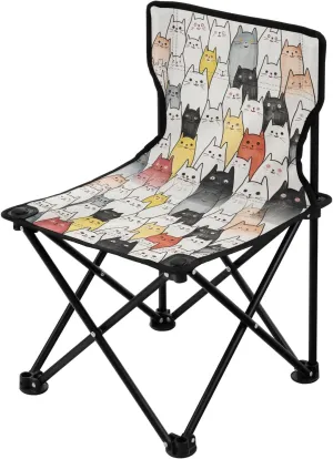 Portable Camping Folding Chairs Foldable Chair Small Cat Cute Lightweight Backpacking Outdoor Outside Fishing