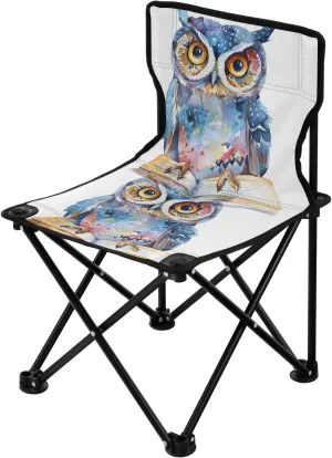 Portable Camping Folding Chairs Foldable Chair Small Cute Owl Book Lightweight Backpacking Outdoor Outside Fishing