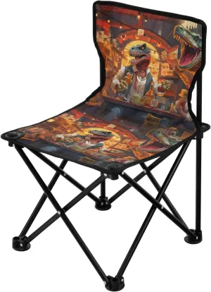 Portable Camping Folding Chairs Foldable Chair Small Dinosaur Funny 2 Lightweight Backpacking Outdoor Outside Fishing