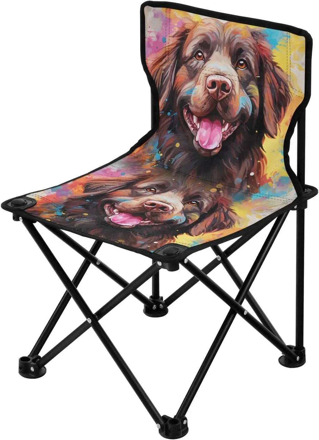 Portable Camping Folding Chairs Foldable Chair Small Dog Watercolor 1 Lightweight Backpacking Outdoor Outside Fishing