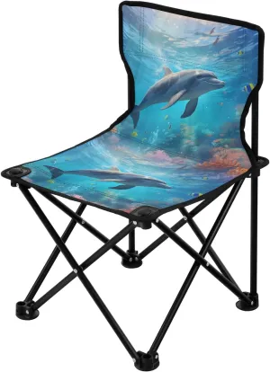 Portable Camping Folding Chairs Foldable Chair Small Dolphin Undersea Lightweight Backpacking Outdoor Outside Fishing