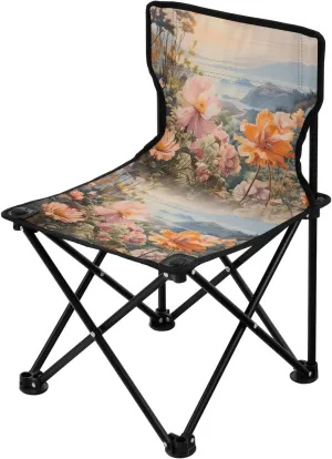 Portable Camping Folding Chairs Foldable Chair Small Flower Scenery Lightweight Backpacking Outdoor Outside Fishing