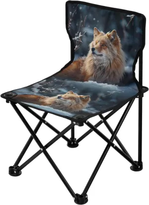 Portable Camping Folding Chairs Foldable Chair Small Fox Winter Lightweight Backpacking Outdoor Outside Fishing