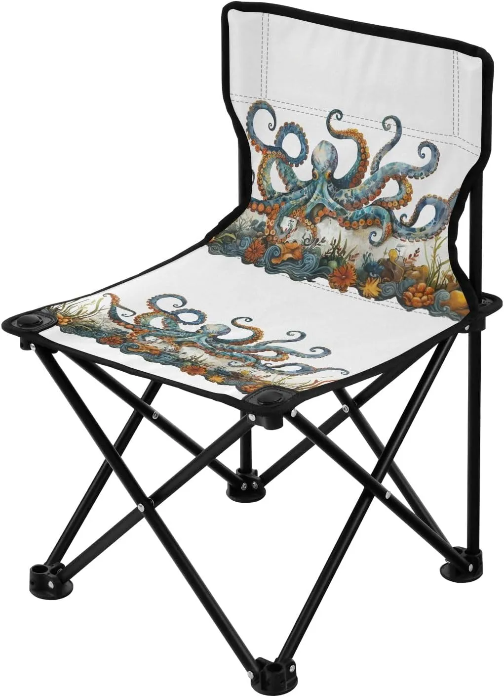 Portable Camping Folding Chairs Foldable Chair Small Octopus Illustration Lightweight Backpacking Outdoor Outside Fishing