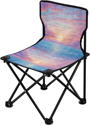 Portable Camping Folding Chairs Foldable Chair Small Sunrise Pink Lightweight Backpacking Outdoor Outside Fishing