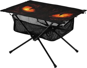 Portable Camping Table Foldable with Mesh Storage Lightweight Compact Camp Tent Side Table for Outside,Camping,Hiking,Tailgating,Dragon's Eyes