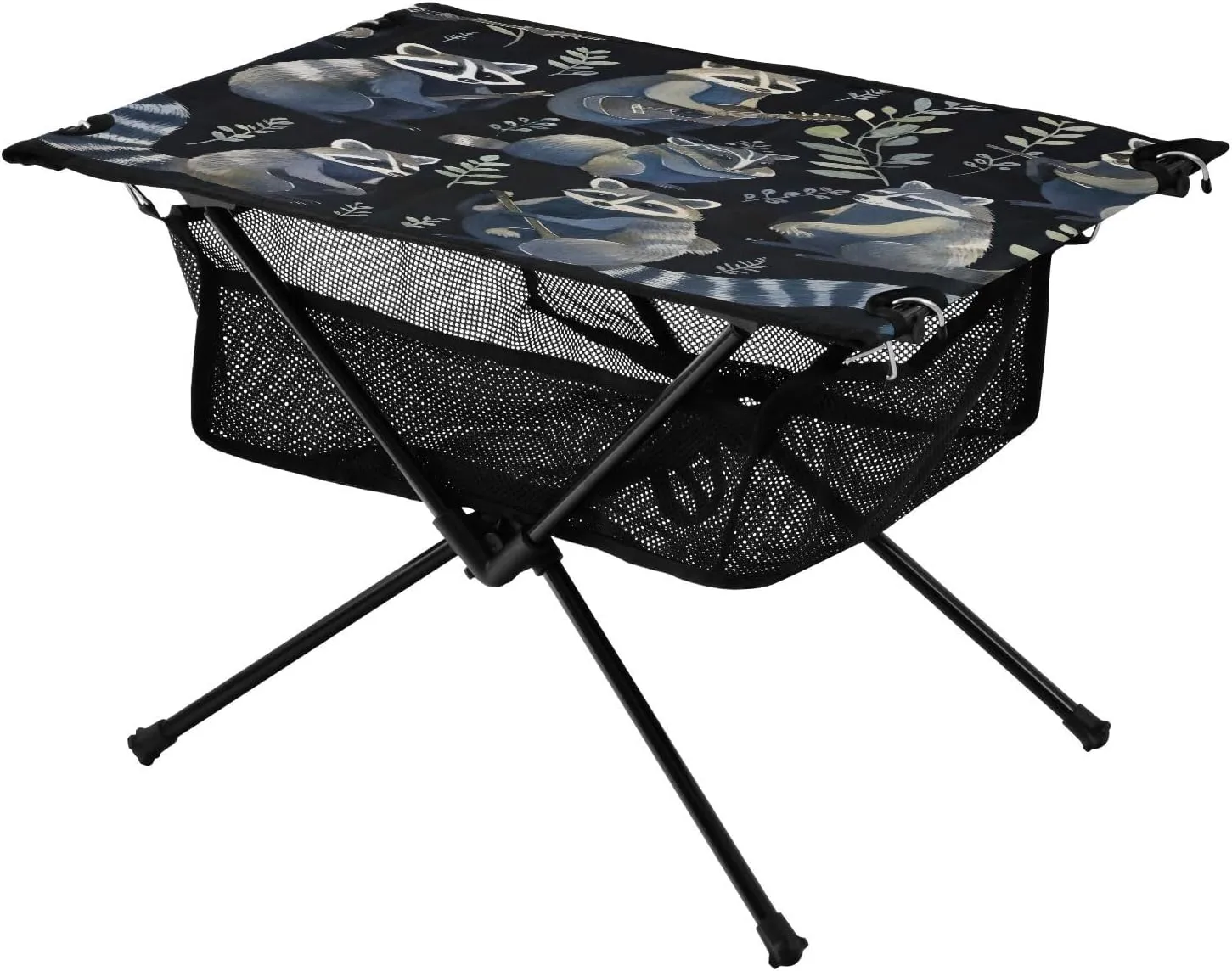 Portable Camping Table Foldable with Mesh Storage Lightweight Compact Camp Tent Side Table for Outside,Camping,Hiking,Tailgating,Forest Sloth