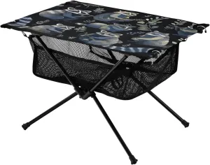 Portable Camping Table Foldable with Mesh Storage Lightweight Compact Camp Tent Side Table for Outside,Camping,Hiking,Tailgating,Forest Sloth