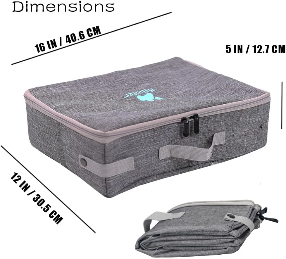 Portable Cat Travel Litter Box with Lid, Collapsible Waterproof and Easy to Clean (Feather Grey, Litter Box)