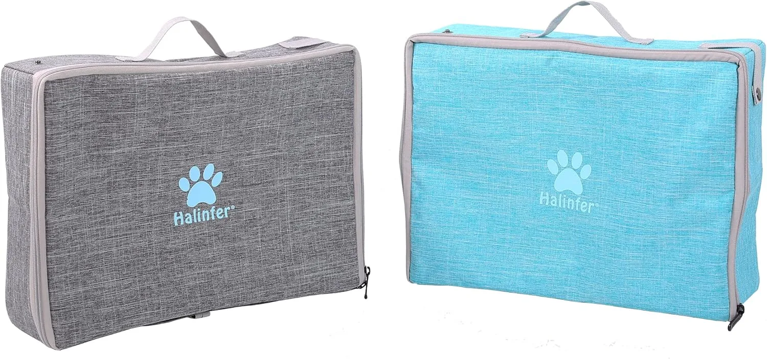 Portable Cat Travel Litter Box with Lid, Collapsible Waterproof and Easy to Clean (Feather Grey, Litter Box)