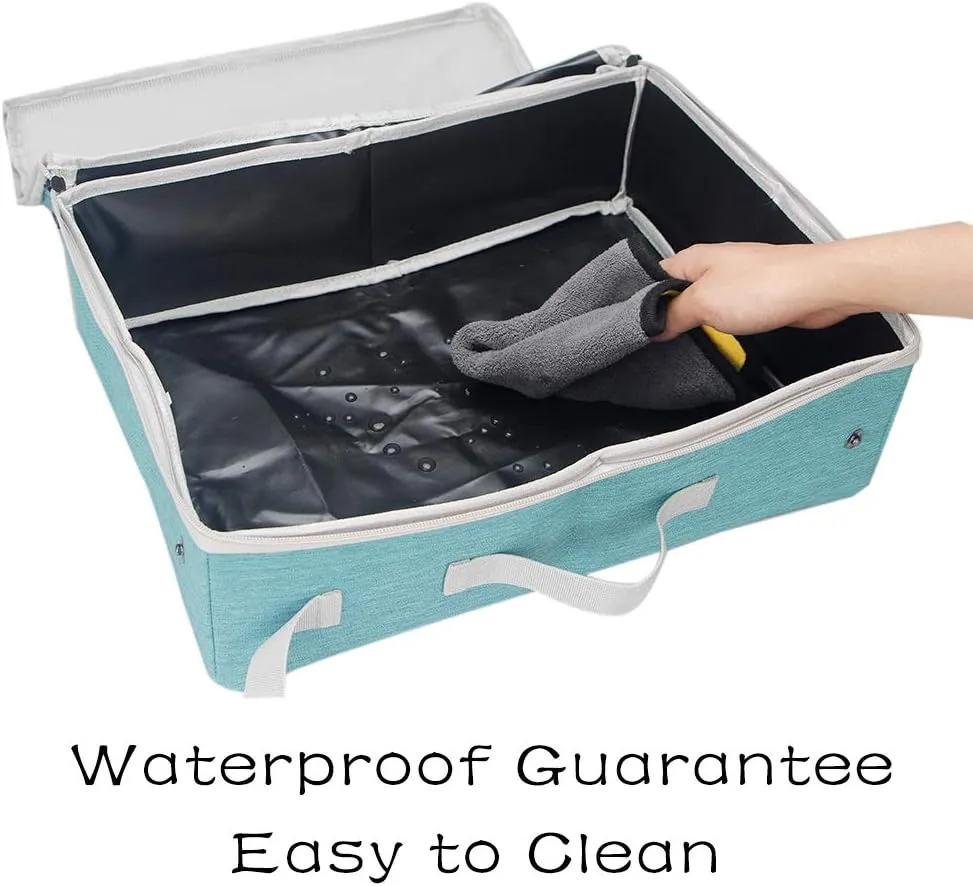 Portable Cat Travel Litter Box with Lid, Collapsible Waterproof and Easy to Clean (Feather Grey, Litter Box)