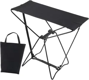 Portable Folding Stool, Folding Camp Stool, Camping Chair Recliner Foot Rest Camping Stool Collapsible Stool for Travel Patio, Black