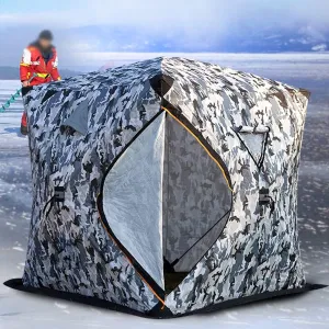 Portable Ice Fishing Shelter 3-4 People Quick-Open Winter Camping Tent Waterproof Windproof Outdoor Cotton Warm Ice Fishing Tent