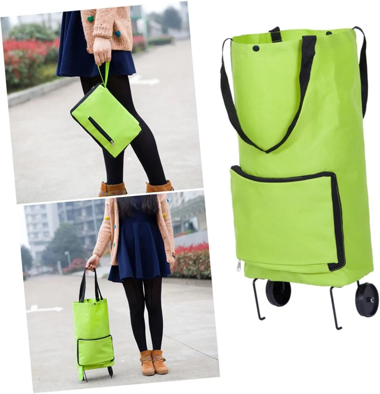 Portable Oxford Cloth Shopping Cart Bag Collapsible Tugboat Groceries Cart Wheels for Travel
