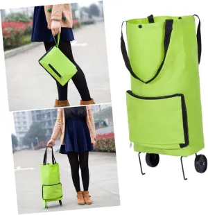 Portable Oxford Cloth Shopping Cart Bag Collapsible Tugboat Groceries Cart Wheels for Travel