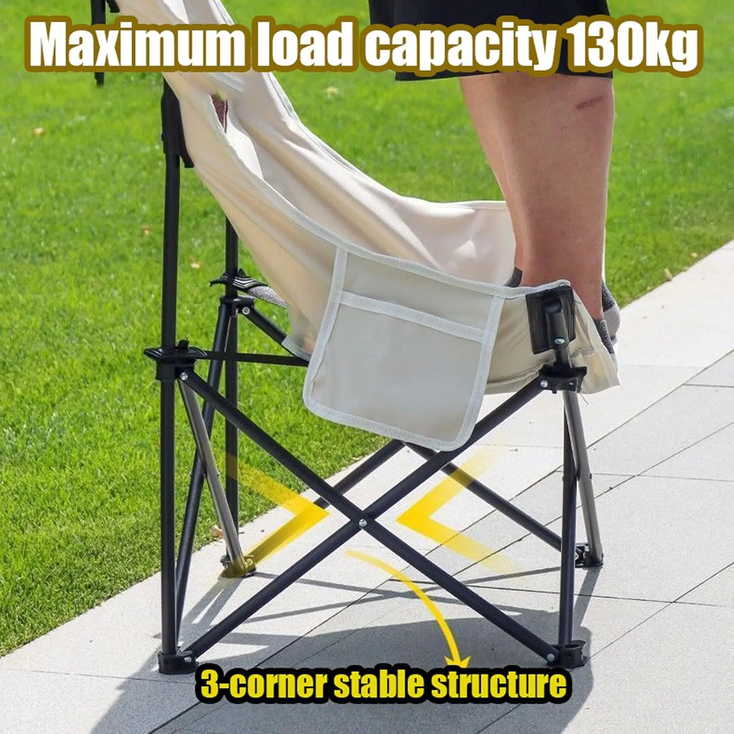 Portable Picnic Table with Seats for More People, Folding Roll up Carbon Steel Camping Compact Table Collapsible Lightweight Lawn Chair for Garden Patio, 3pcs - Black - 53cm