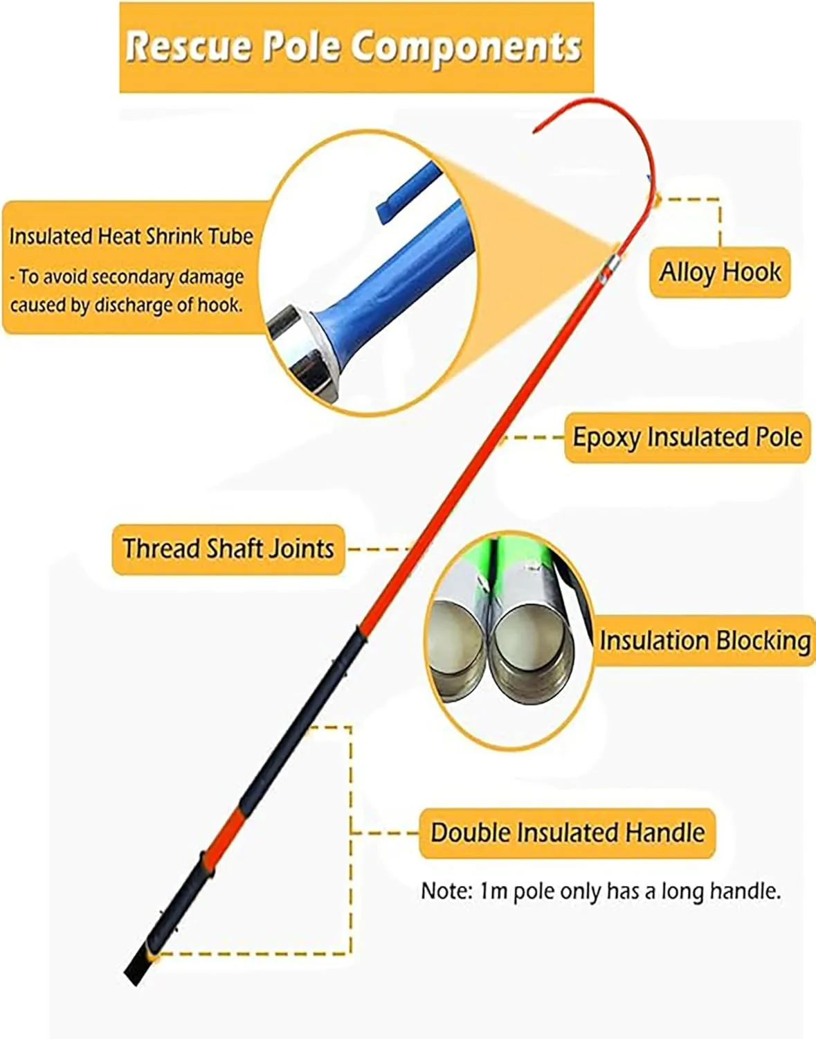 Portable Rescue Hook High Voltage Life Hook Electrical Rescue Hook Electric Shock Emergency Rescue Hook