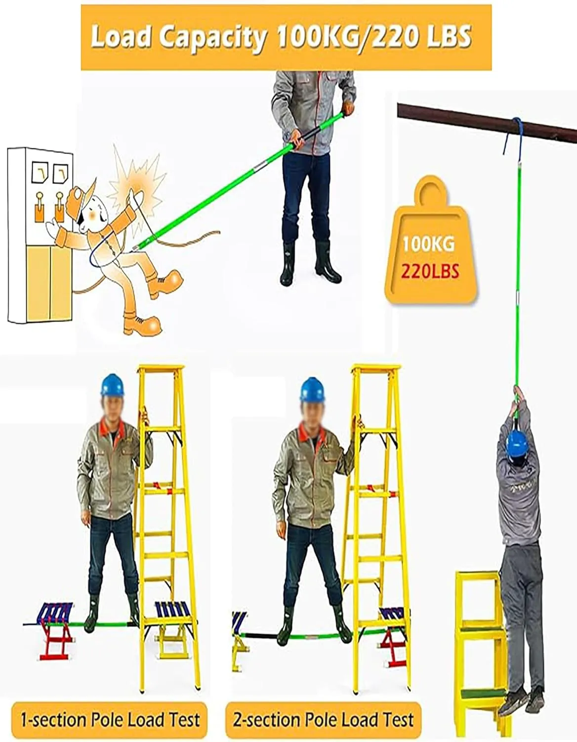 Portable Rescue Hook High Voltage Life Hook Electrical Rescue Hook Electric Shock Emergency Rescue Hook