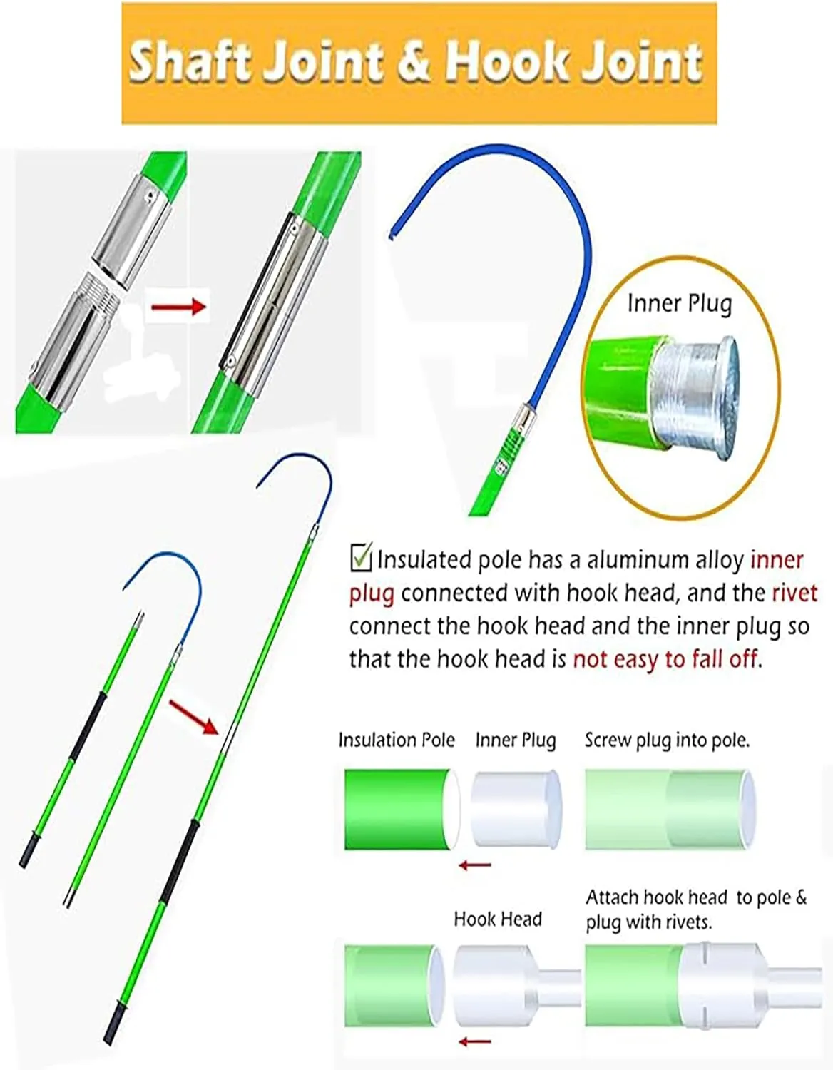 Portable Rescue Hook High Voltage Life Hook Electrical Rescue Hook Electric Shock Emergency Rescue Hook