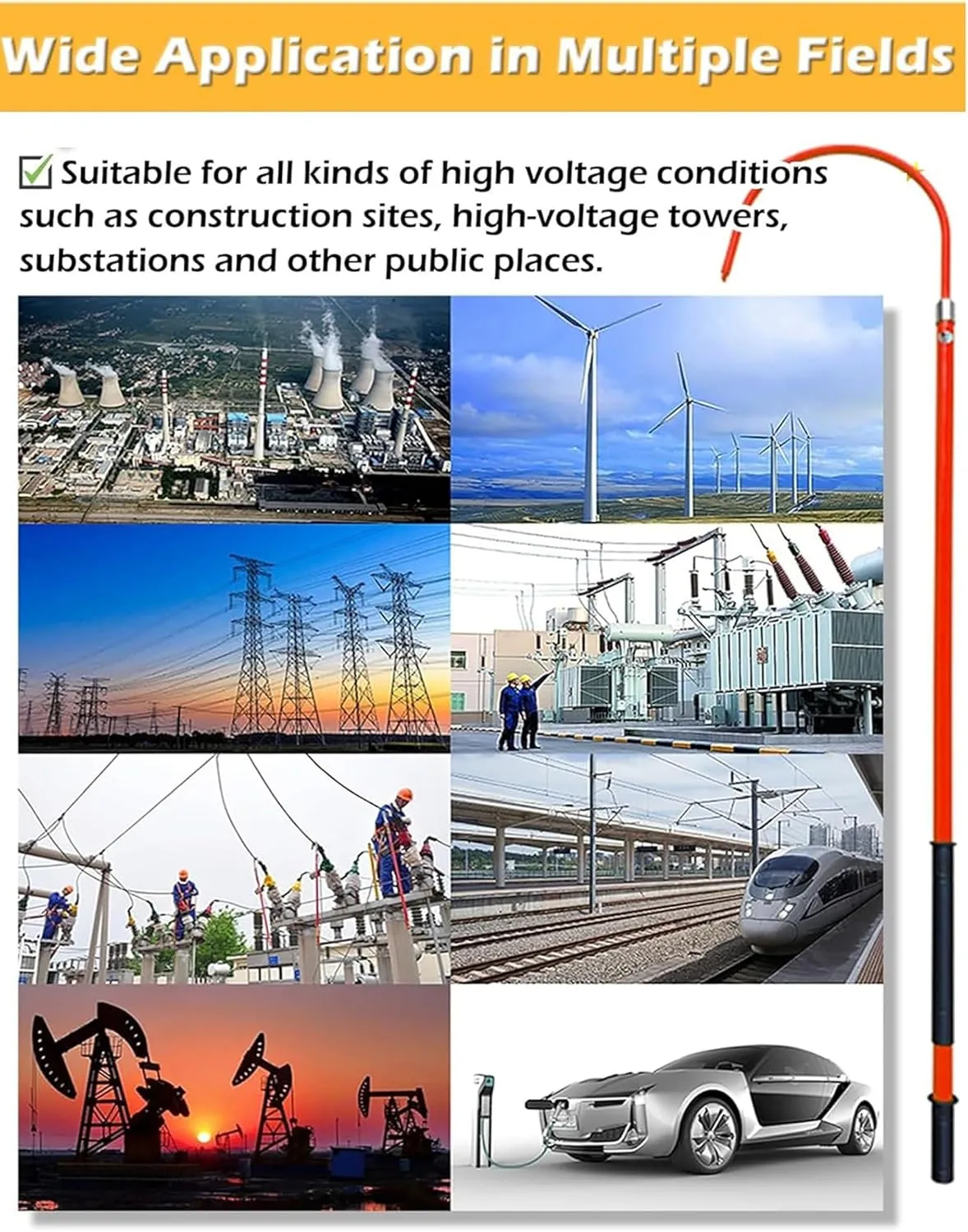 Portable Rescue Hook High Voltage Life Hook Electrical Rescue Hook Electric Shock Emergency Rescue Hook