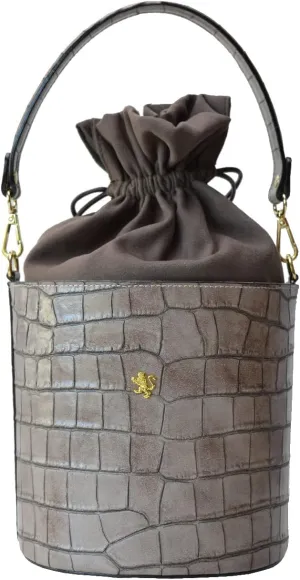 Pratesi Leather Bag for Women Secchiello K335 in cow leather - King Grey Made in Italy