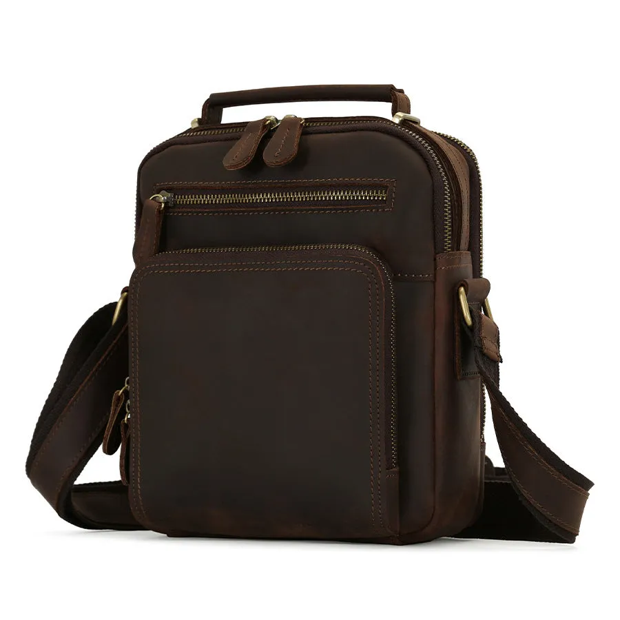 Premium Leather Messenger Bag with Multi-Compartment Design