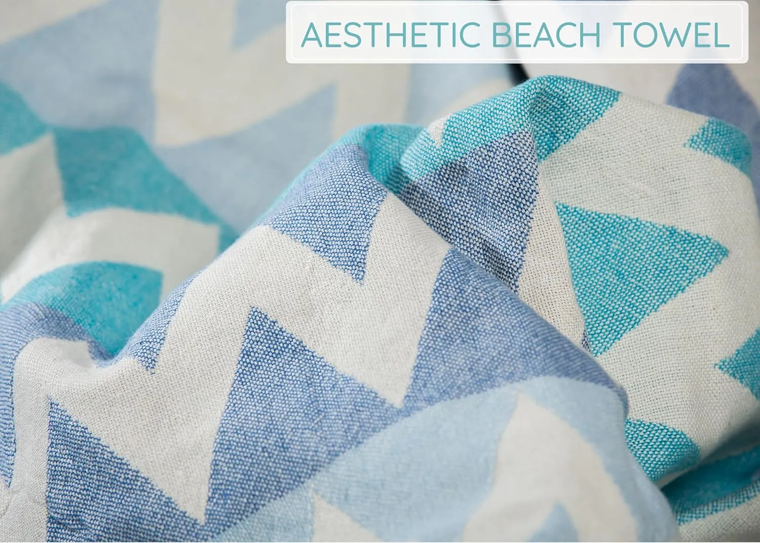 Premium Turkish Beach Towel (35”x67”) Suitable for Adults and Kids 100% Natural Cotton Quick Dry and Sand Free Turkish Towel Beach Blanket– Zig Zag Blue Color
