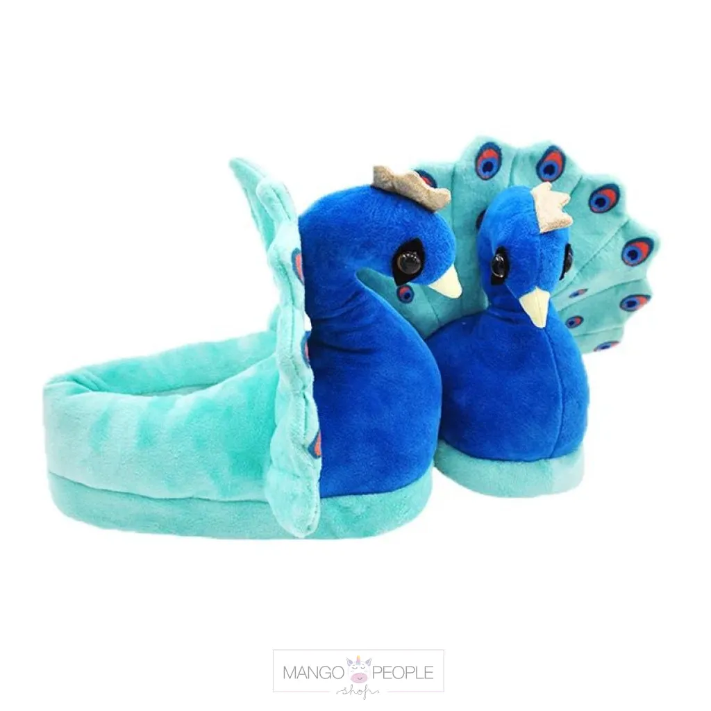 Pretty Plush Peacock Slippers