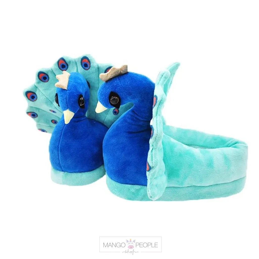 Pretty Plush Peacock Slippers