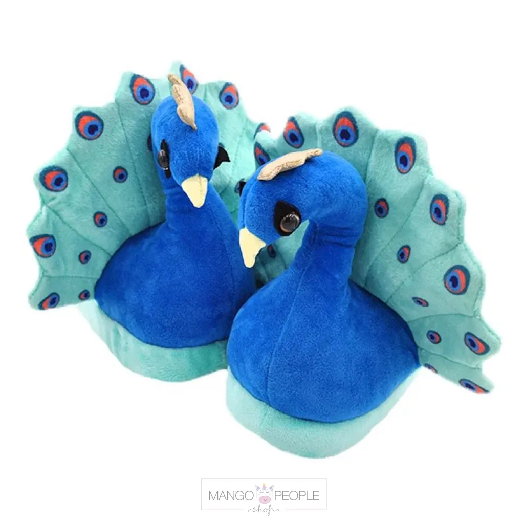 Pretty Plush Peacock Slippers