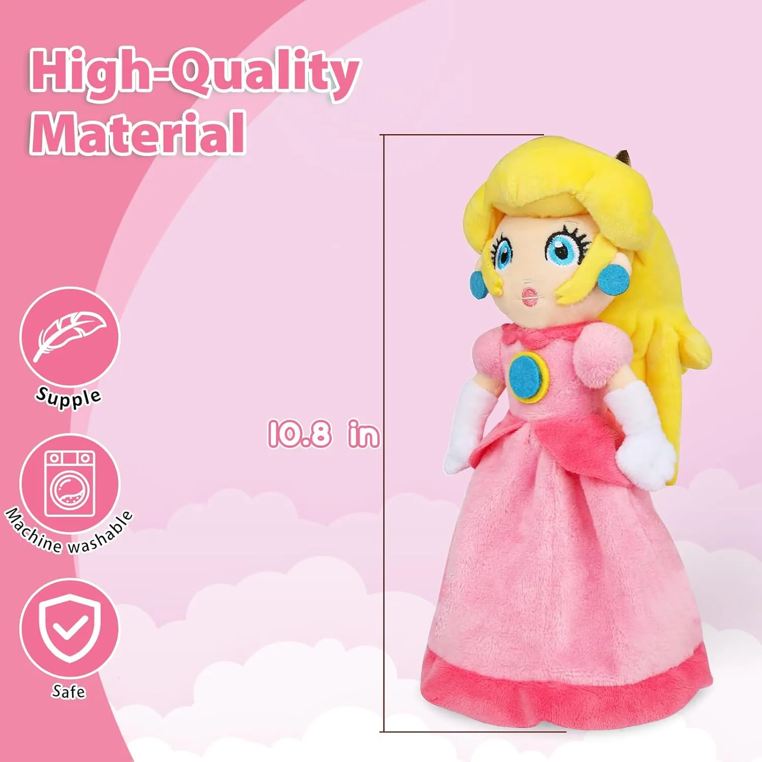 Princess Peach Plush Toy Princess Peach Doll Collection Mario Plush Stuffed Animals Toys 11 Inch (Pink Sweet Gift for Mario Fans