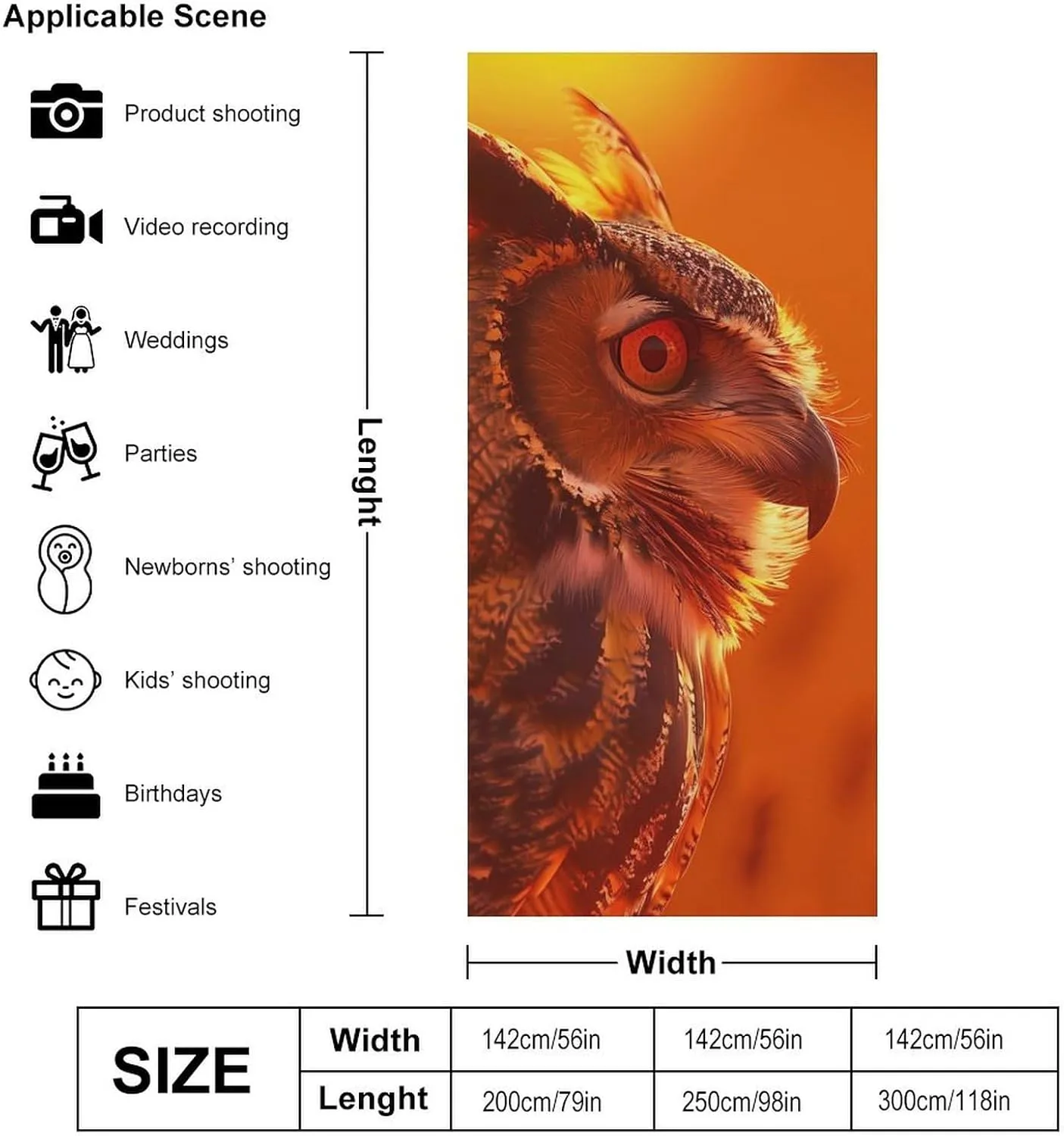Psychedelic Owl Trip Photography Backdrop Photoshoot Background Screen for Portrait Photo Studio Photography Props
