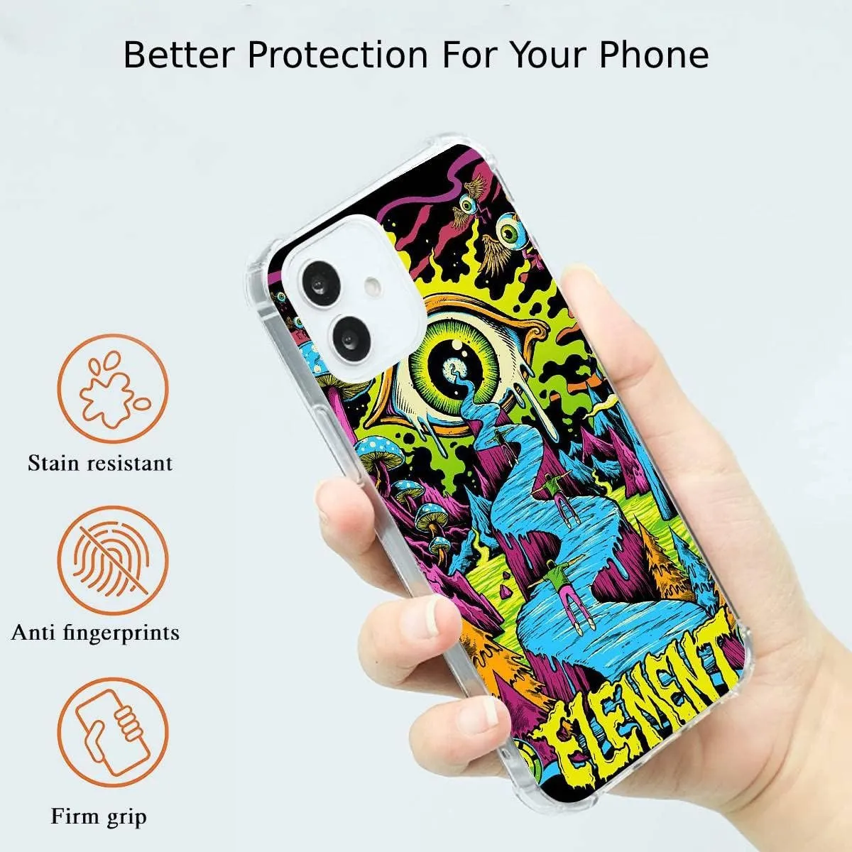 Psychedelic Trippy Element Case Compatible with iPhone 11, Evil Eye Silicone Shockproof TPU Bumper Anti-Scratch Protective Cover Case for iPhone 11