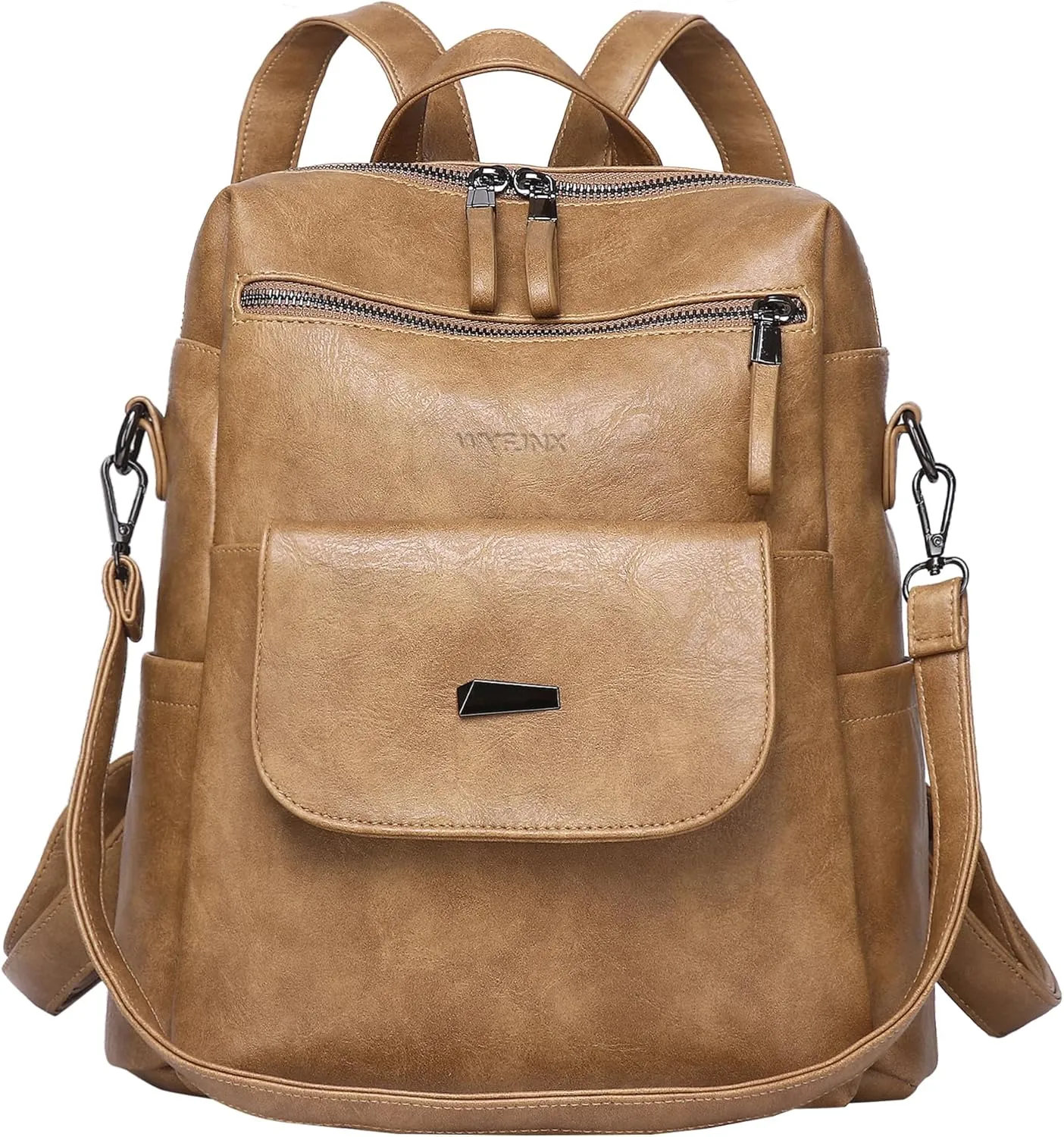 PU Leather Backpack Purse for Women Fashion Multipurpose Design Handbag Ladies Shoulder Bags Travel Backpack Camel