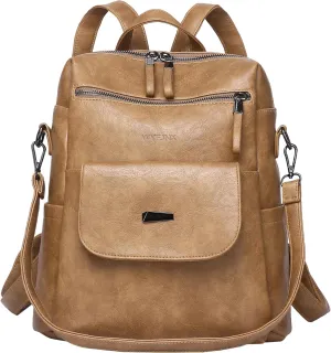 PU Leather Backpack Purse for Women Fashion Multipurpose Design Handbag Ladies Shoulder Bags Travel Backpack Camel