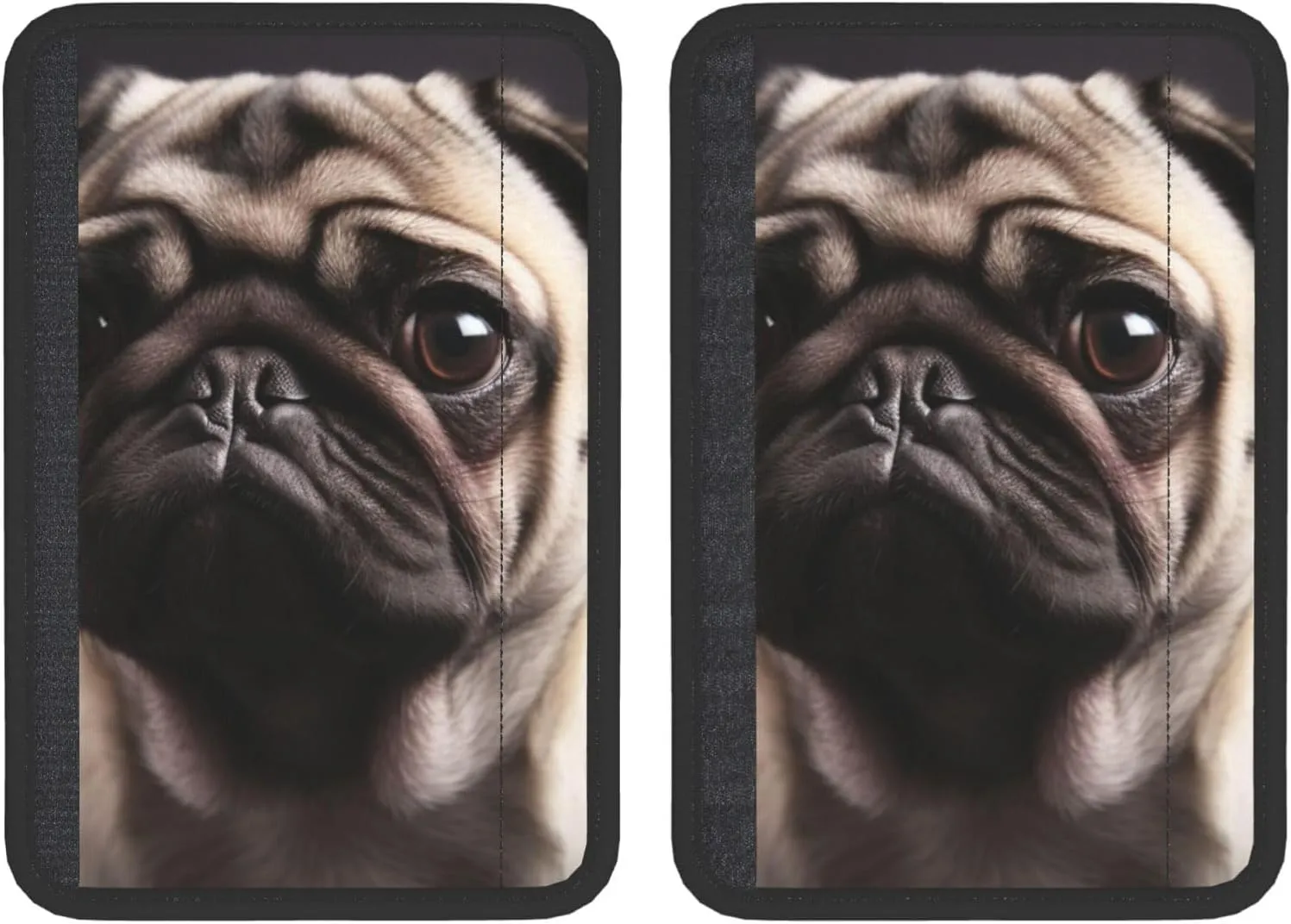 Pug Car Seat Belt Pad 2 Pack Universal Fit Seatbelt Cover Soft and Comfortable Backpack Shoulder Pad Adjustable Neck Cushion Protector Harness Pad for Car Bag
