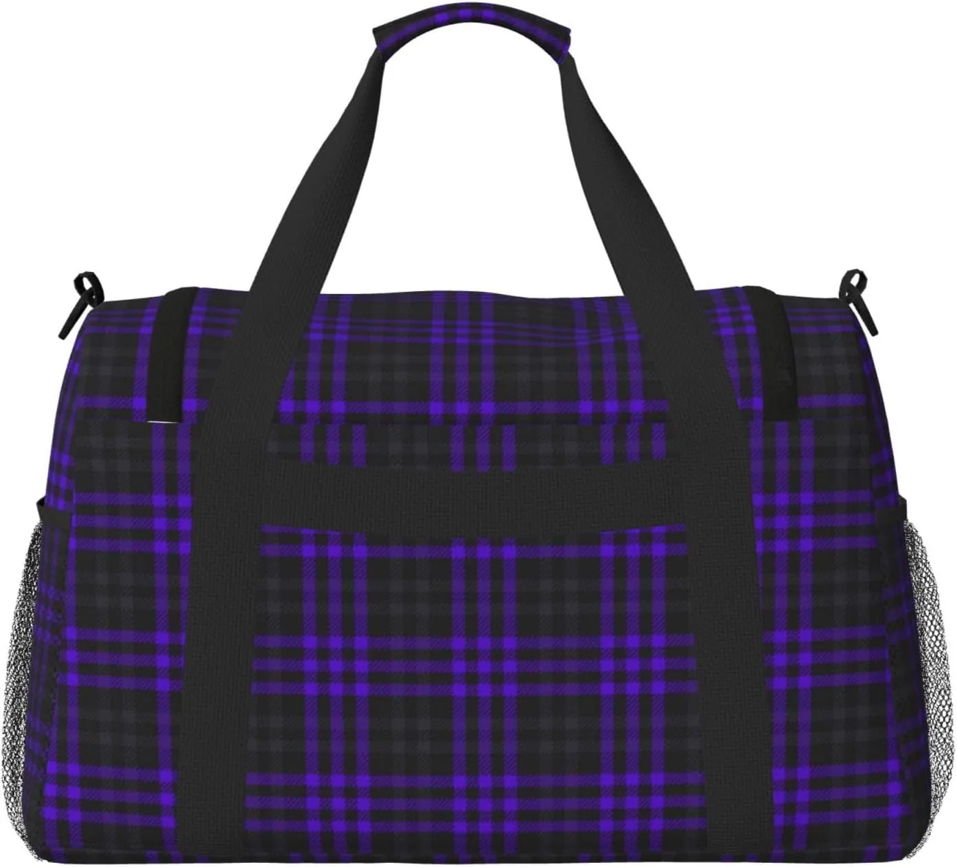 Purple Black Stripes Travel Duffel Bag Large Foldable Waterproof Overnight Bag For Beach Swim Bags Pool Sports Gym
