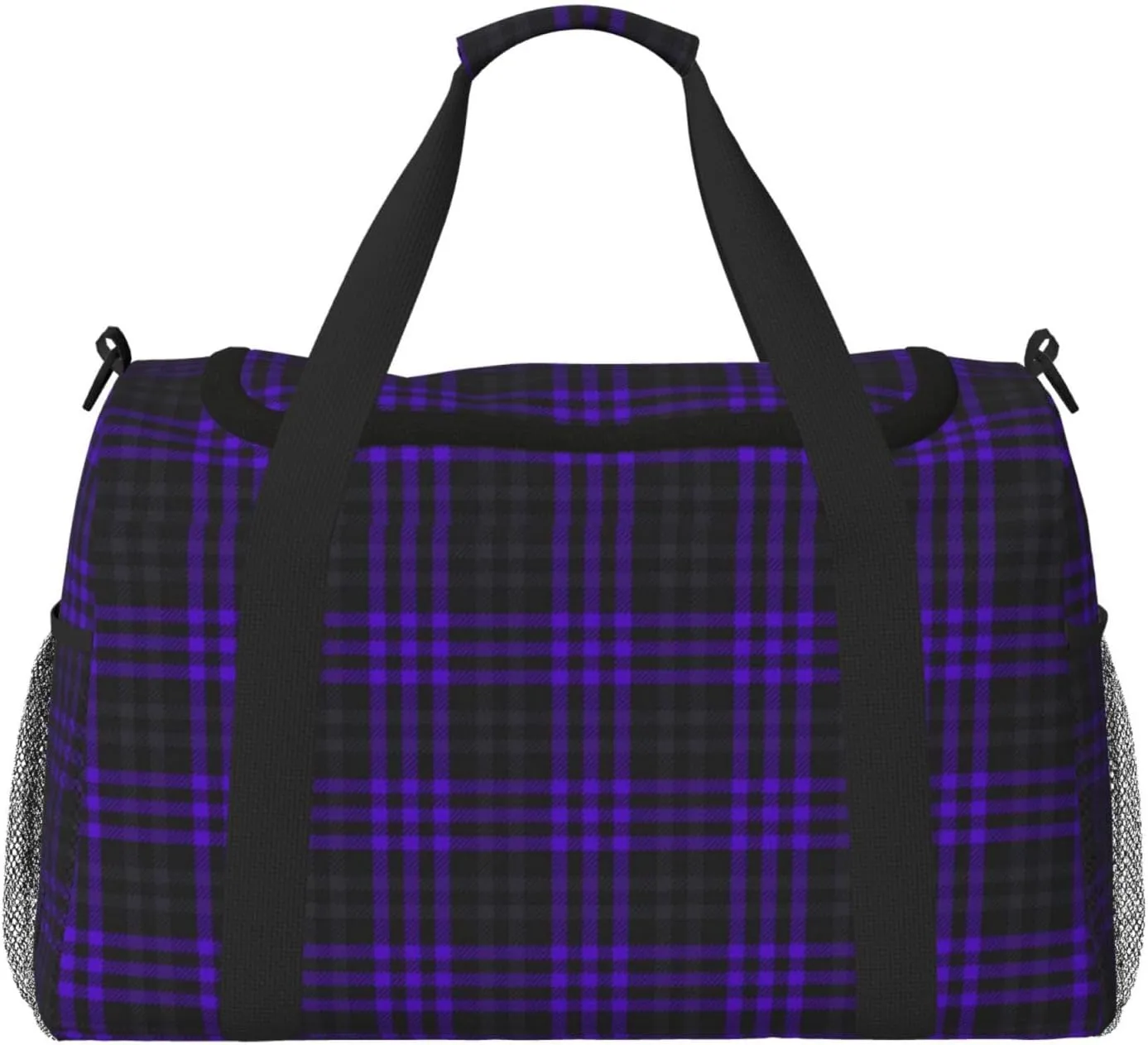 Purple Black Stripes Travel Duffel Bag Large Foldable Waterproof Overnight Bag For Beach Swim Bags Pool Sports Gym