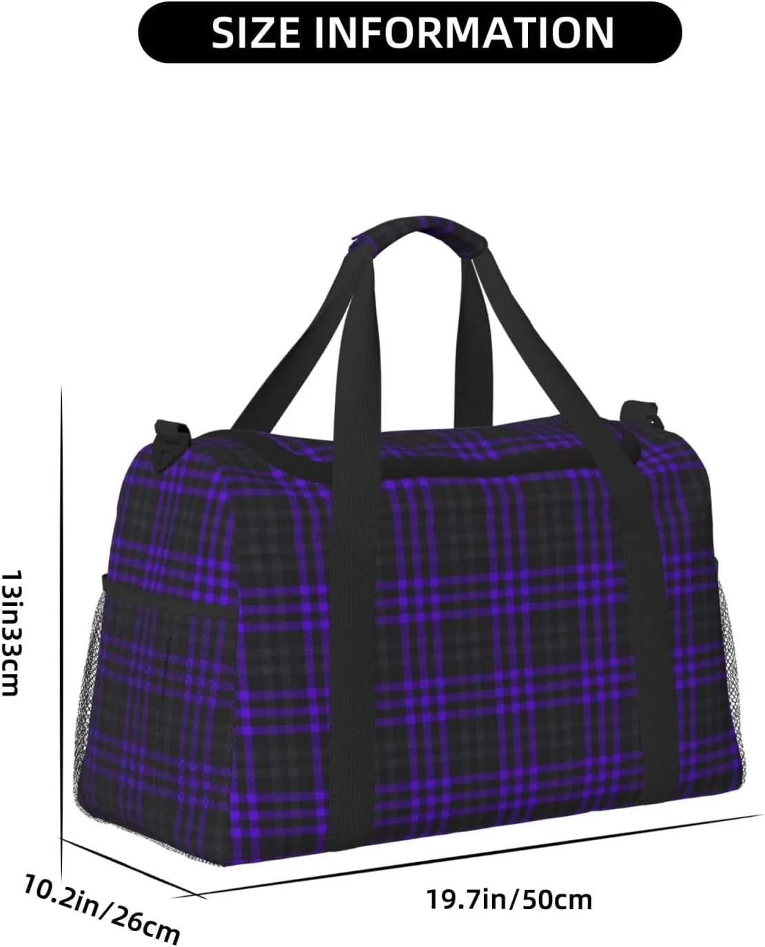 Purple Black Stripes Travel Duffel Bag Large Foldable Waterproof Overnight Bag For Beach Swim Bags Pool Sports Gym