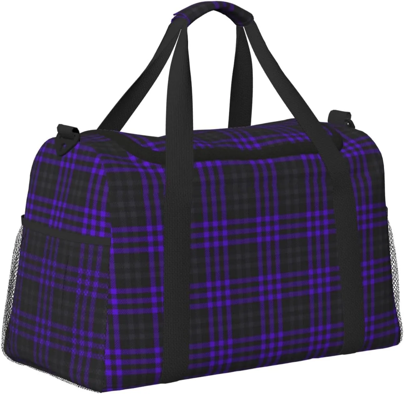 Purple Black Stripes Travel Duffel Bag Large Foldable Waterproof Overnight Bag For Beach Swim Bags Pool Sports Gym