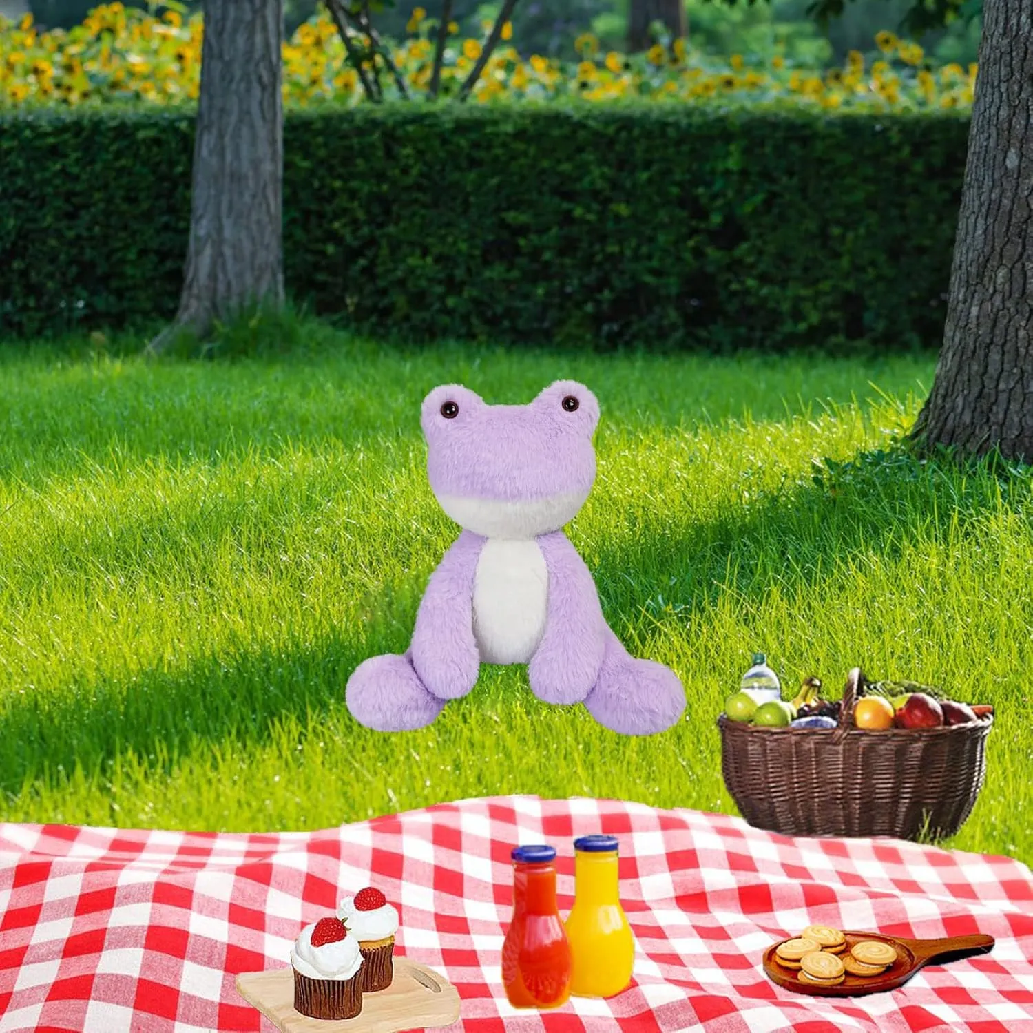 Purple Frog Stuffed Animal, 8.5 Inches Plush Frog Toy, Soft Cuddly Plushie Hugger Toy for Boys Girls, Gifts for Kids or Girlfriend