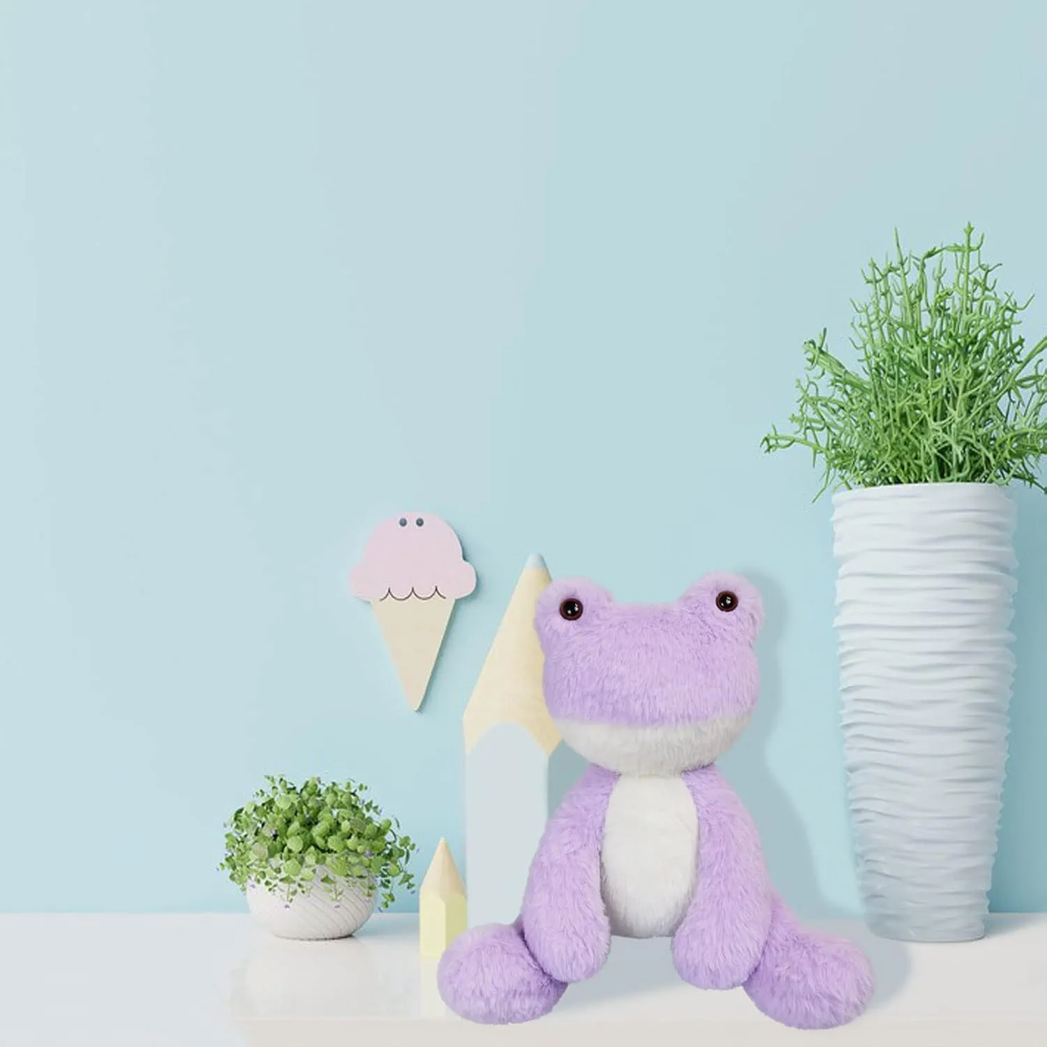Purple Frog Stuffed Animal, 8.5 Inches Plush Frog Toy, Soft Cuddly Plushie Hugger Toy for Boys Girls, Gifts for Kids or Girlfriend