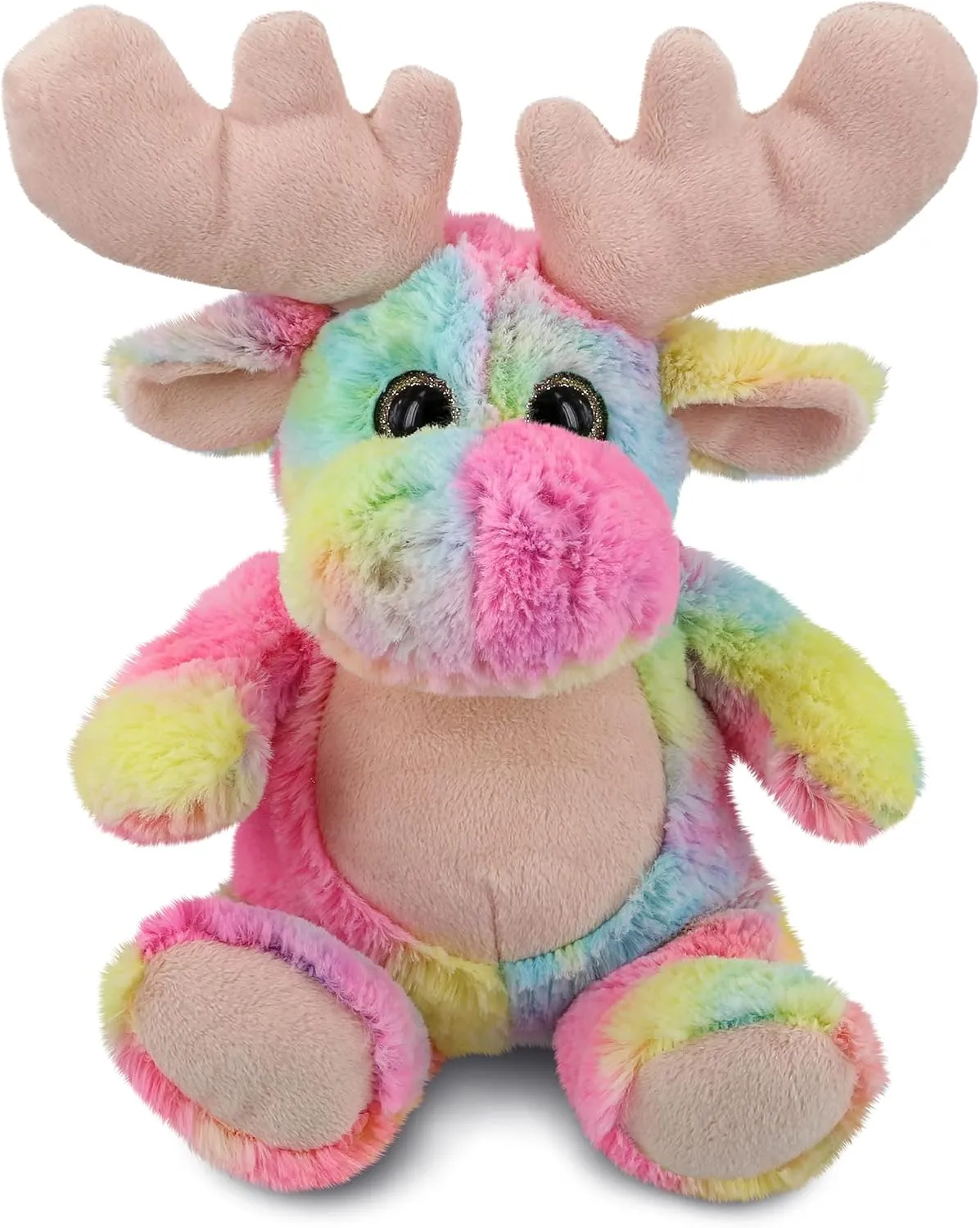 Puzzled DolliBu Rainbow Moose Stuffed Animal – Soft Huggable Moose Stuffed Toy, Adorable Playtime Wildlife Plush Toy, Cute Cuddle Gifts for Kids and Adults – 11 Inch