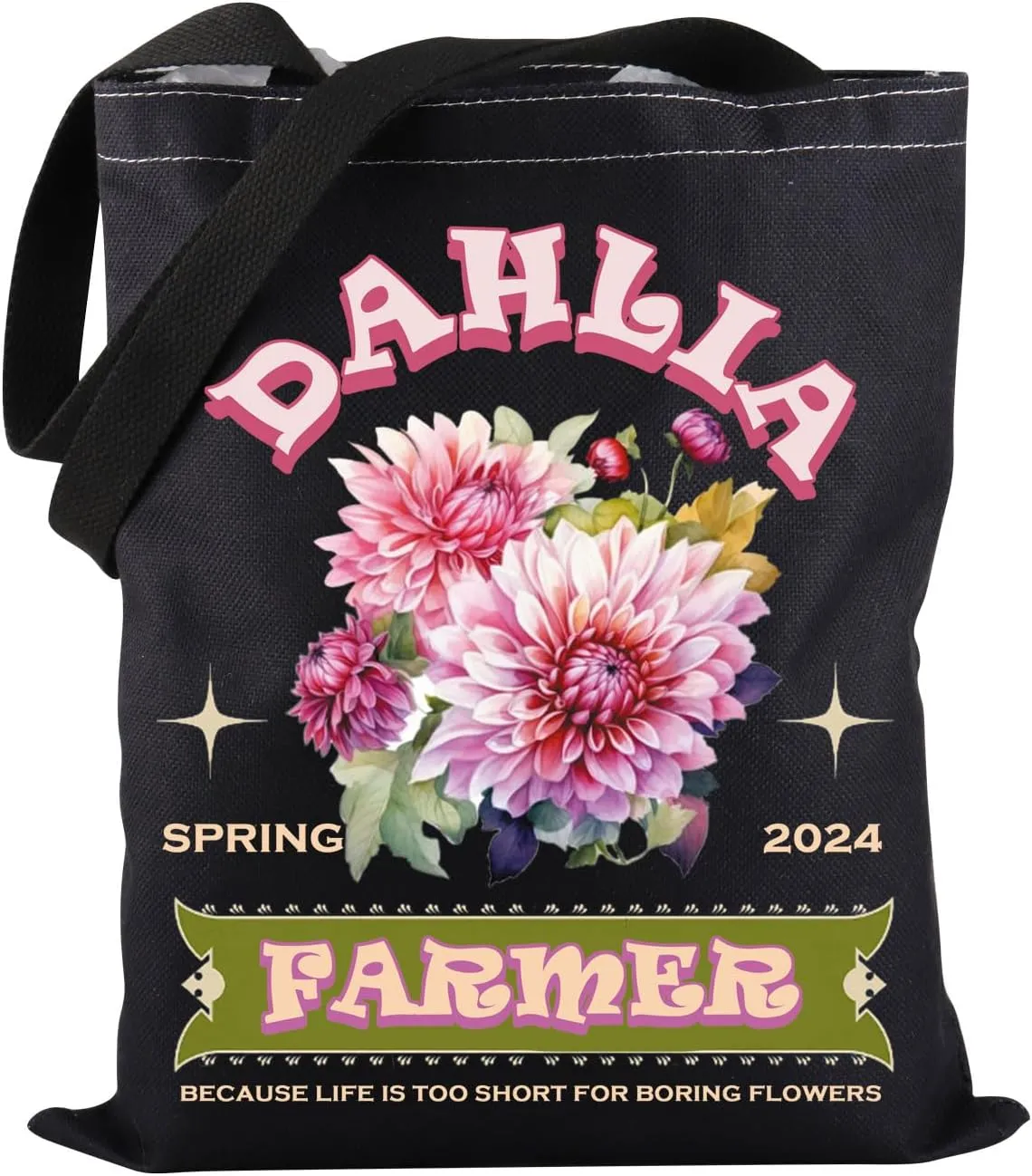 PWHAOO Funny Dahlia Flower Tote Bag Dahlia Farmer Tote Bag Dahlia Lover Gift Dahlia Gardener Gift