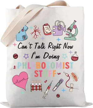 PWHAOO Phlebotomist Tote Bag Can’t Talk Right Now I'm Doing Phlebotomist Stuff Tote Bag Phlebotomy Tech Gift