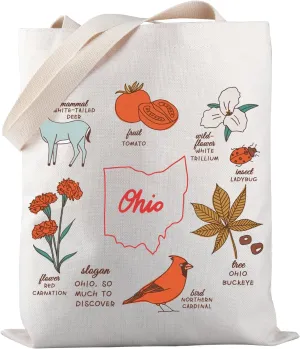PWHAOO Symbols Of State Tote Bag State Bag State Flower Tote Bag Travel Trip Gift