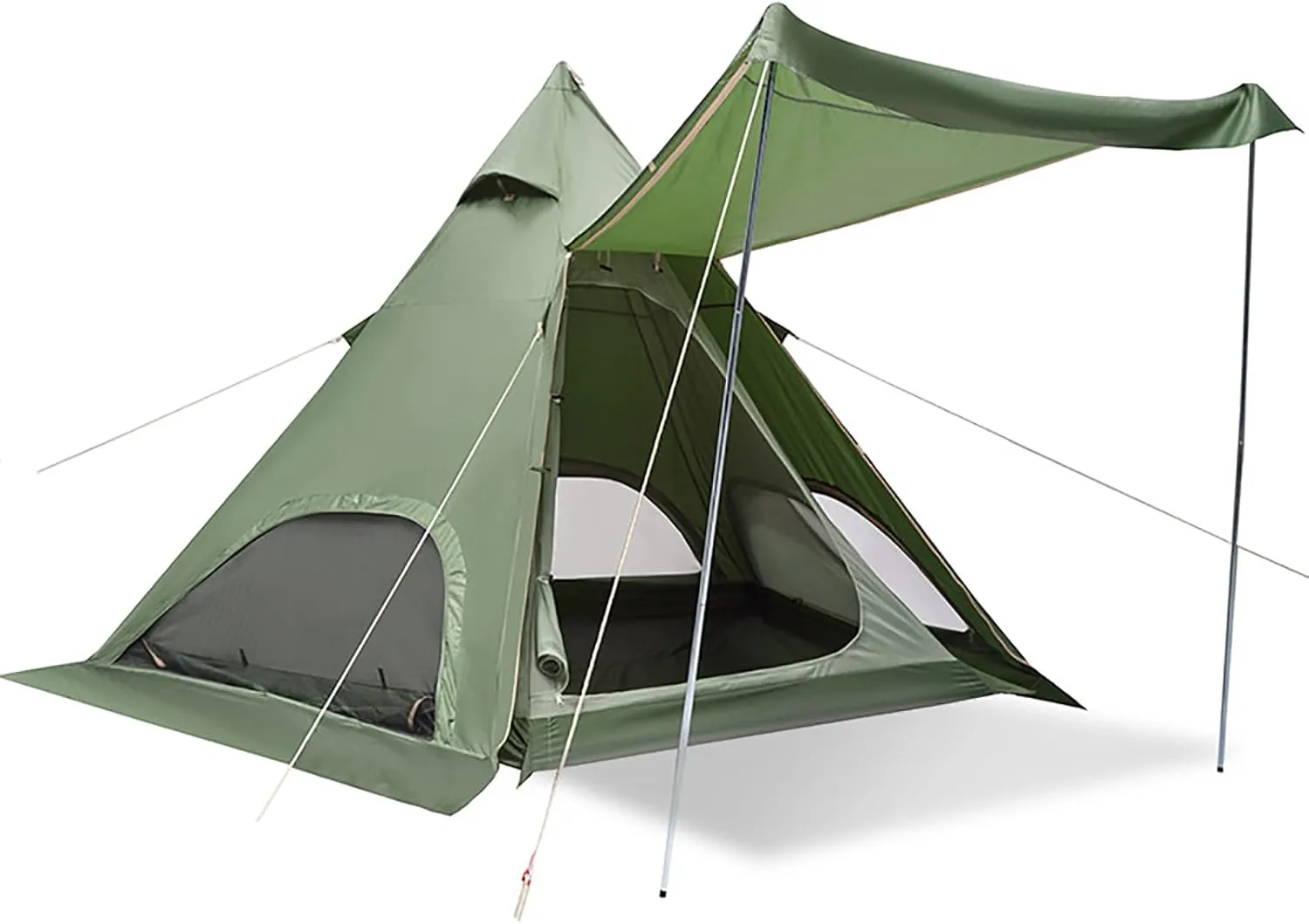 Pyramid Outdoor Tent, Oxford Cloth Waterproof Tent, Family Camping Tent Quick Set up Tent for Beach, Traveling, Hiking, Mountaineering, Outdoor Activities (Army Green) (Army Green)