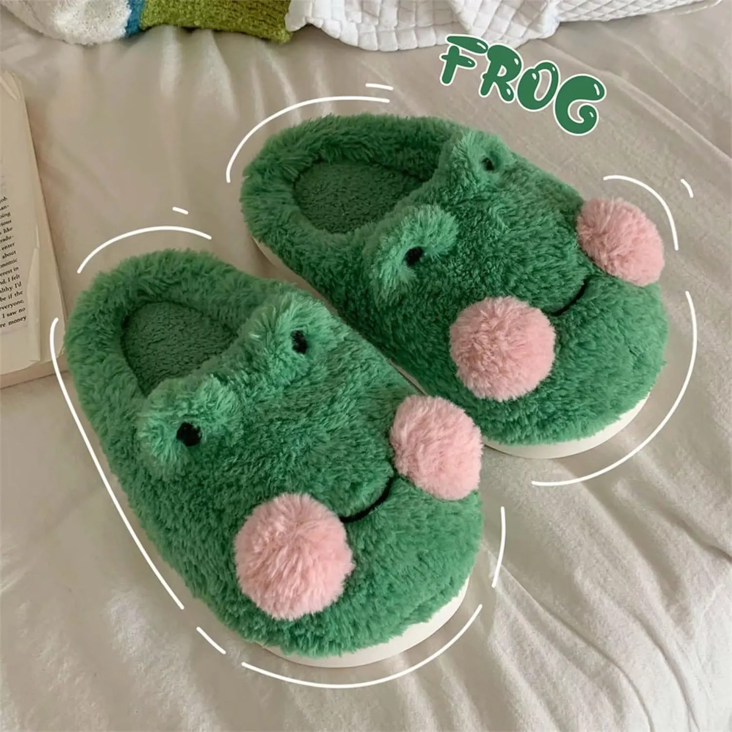 QSKPC Women's fuzzy memory foam slippers Women's cute animal slippers Indoor and outdoor plush slippers Bedroom slippers Home shoes