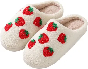 QSKPC Women's Men's Heart Heart Slippers Strawberry Cherry Mushroom Slippers Evil Eye Slippers Cartoon Animal Cat Slippers Memory Foam Cozy Plush Slippers Couple Indoor Household Slippers